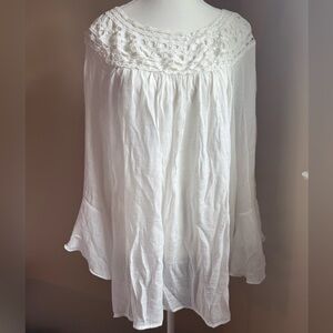 Robert Louis White Ruffled Bib Collar Blouse